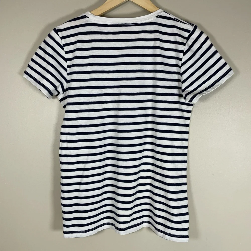 J.CREW Women’s Nautical Striped Sequin Pineapple‎ Collectors Tee Sz Small Preppy